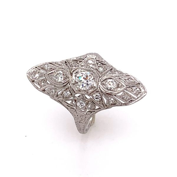 Vintage Platinum Art Deco style Diamond Ring Image 2 Simones Jewelry, LLC Shrewsbury, NJ
