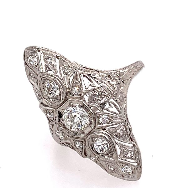 Vintage Platinum Art Deco style Diamond Ring Image 3 Simones Jewelry, LLC Shrewsbury, NJ
