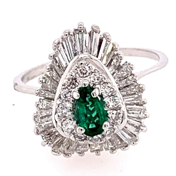 Estate Diamond & Emerald Ring Image 2 Simones Jewelry, LLC Shrewsbury, NJ