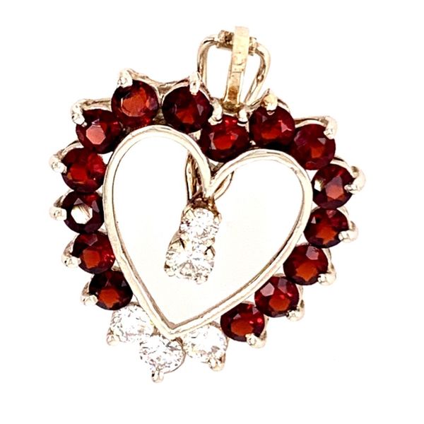 Garnet & Diamond Heart Pendant Image 2 Simones Jewelry, LLC Shrewsbury, NJ