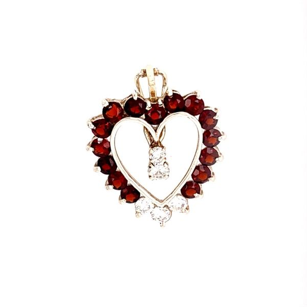 Garnet & Diamond Heart Pendant Simones Jewelry, LLC Shrewsbury, NJ