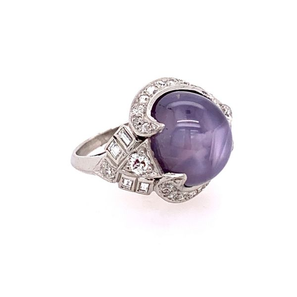 Estate Platinum, Star Sapphire & Diamond Ring Image 2 Simones Jewelry, LLC Shrewsbury, NJ