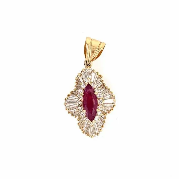 Estate Ruby & Diamond Pendant Image 2 Simones Jewelry, LLC Shrewsbury, NJ