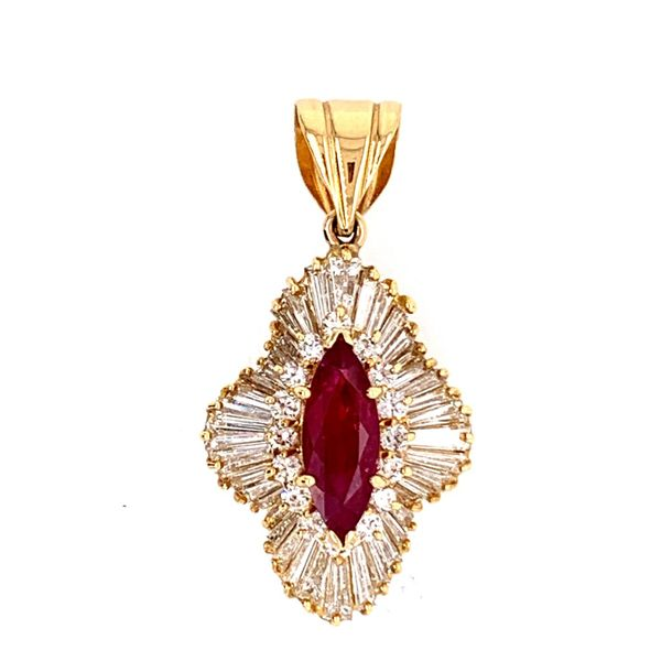 Estate Ruby & Diamond Pendant Simones Jewelry, LLC Shrewsbury, NJ