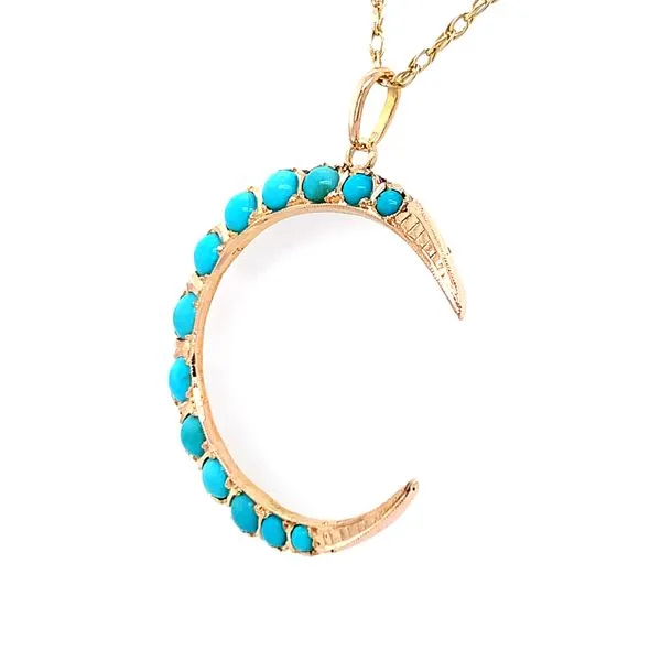 Turquoise Moon Estate Pendant Image 2 Simones Jewelry, LLC Shrewsbury, NJ