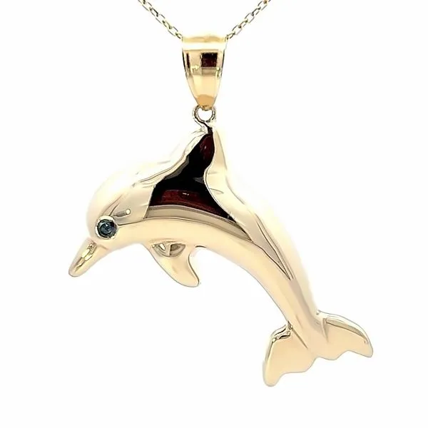 14K Yellow Solid Dolphin Pendant (Estate) Image 3 Simones Jewelry, LLC Shrewsbury, NJ