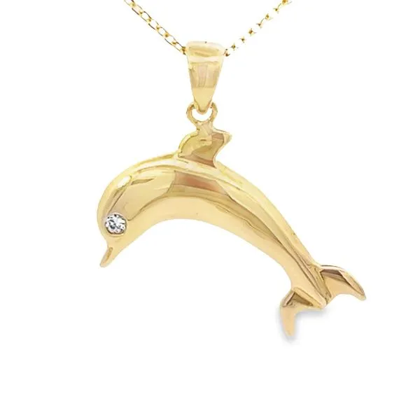 14K Yellow Solid Dolphin ( Estate ) Image 3 Simones Jewelry, LLC Shrewsbury, NJ