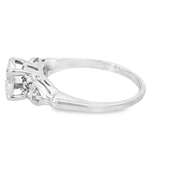 14K White Simple Vintage Engagement Ring ( Estate ) Image 2 Simones Jewelry, LLC Shrewsbury, NJ