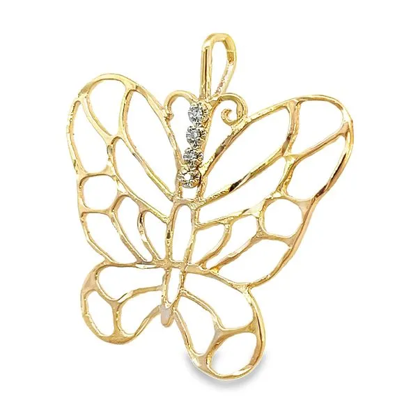 14K Yellow Open Butterfly Pendant Image 2 Simones Jewelry, LLC Shrewsbury, NJ