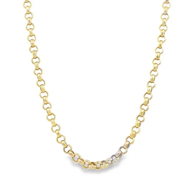 14K Yellow Rolo Link Necklace Image 2 Simones Jewelry, LLC Shrewsbury, NJ