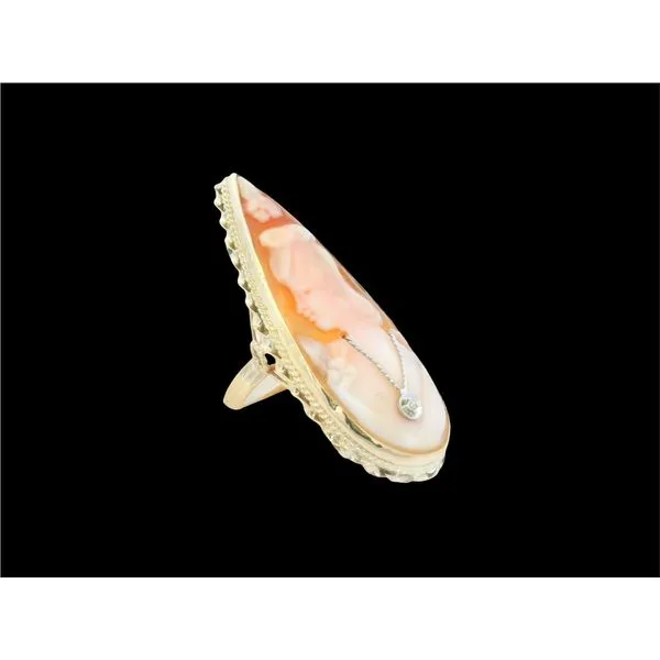 14K Yellow Elongated Cameo Ring ( Estate ) Image 2 Simones Jewelry, LLC Shrewsbury, NJ