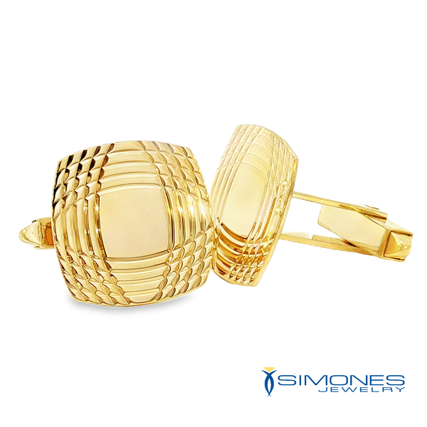 14k Yellow Gold Diamond-Cut Textured Estate Cufflinks Simones Jewelry, LLC Shrewsbury, NJ