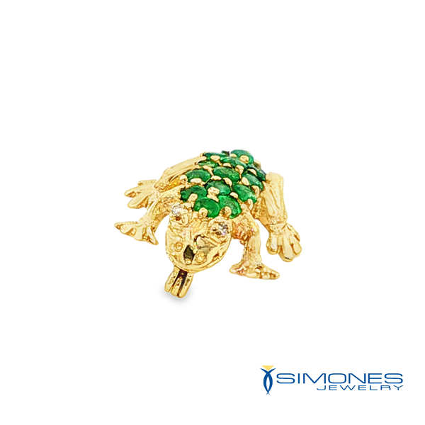 14K Yellow Emerald Frog Pin ( Estate ) Image 3 Simones Jewelry, LLC Shrewsbury, NJ