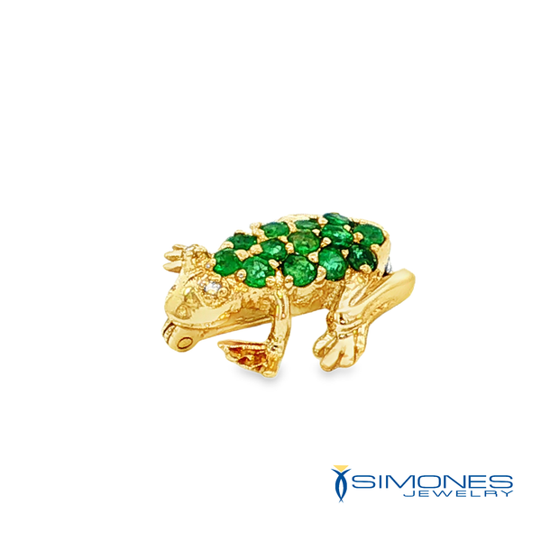 14K Yellow Emerald Frog Pin ( Estate ) Simones Jewelry, LLC Shrewsbury, NJ