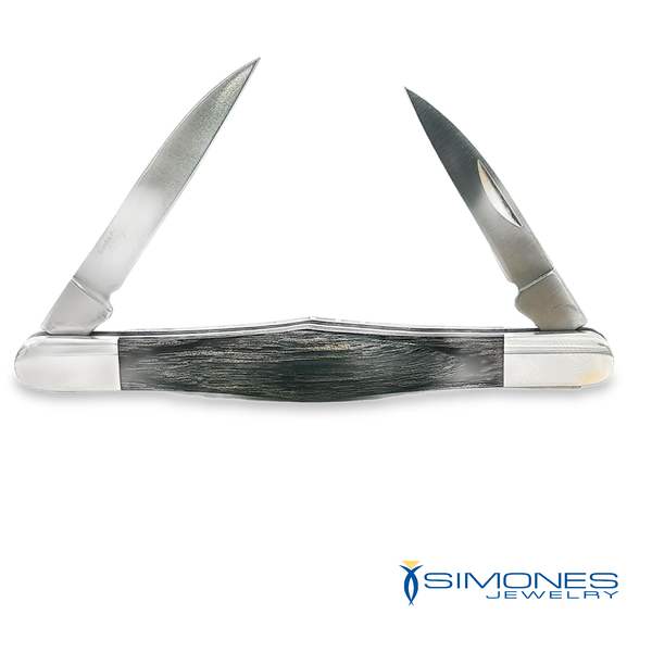 Tuxedo Knife GRN/BRZ TQ/JET  Inlays Steel Pocket Knife Image 2 Simones Jewelry, LLC Shrewsbury, NJ