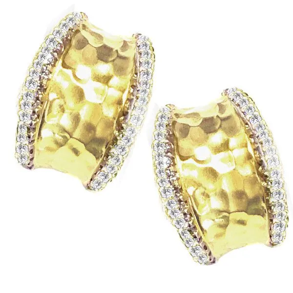 Hammered Gold Earrings with Diamonds Simon Jewelers High Point, NC