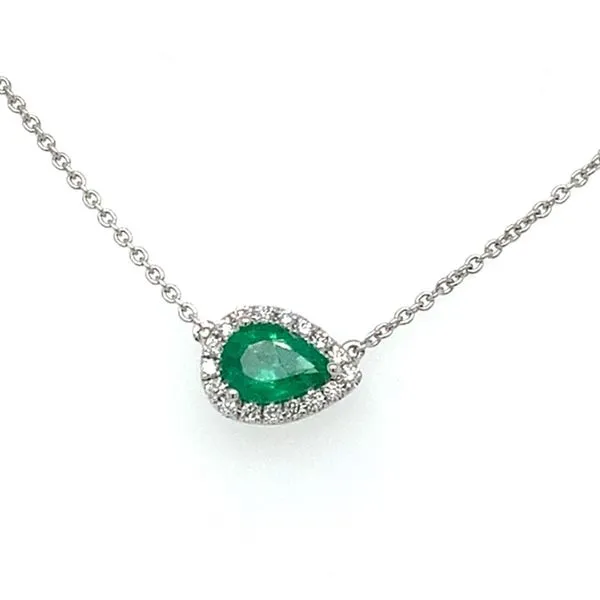 Sideways Pear Emerald Necklace with Diamonds Simon Jewelers High Point, NC