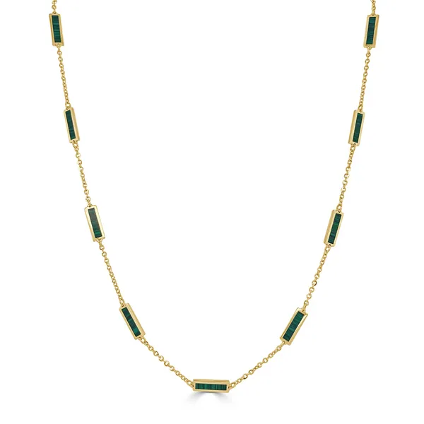 14k Gold & Malachite Station Bar Necklace Simon Jewelers High Point, NC