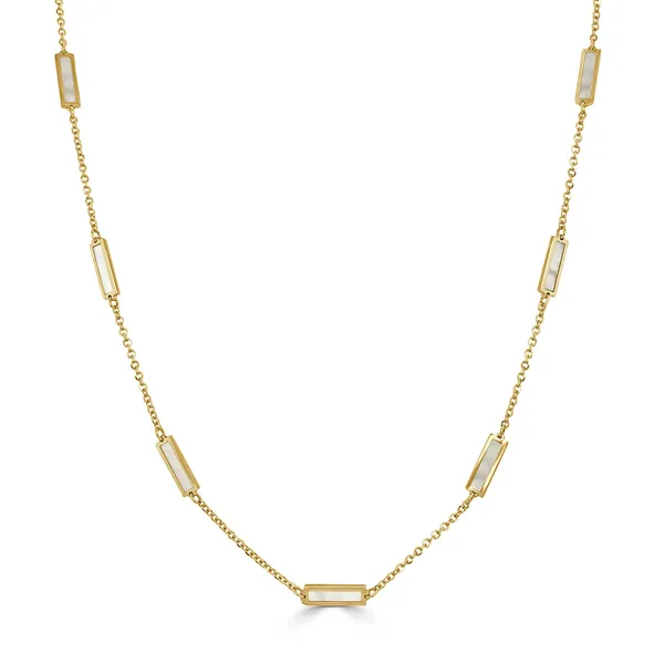 14k Gold & Pearl Station Bar Necklace Simon Jewelers High Point, NC