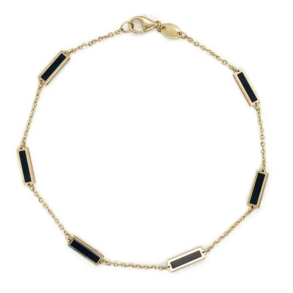 14k Gold & Onyx Bar Station Bracelet Simon Jewelers High Point, NC