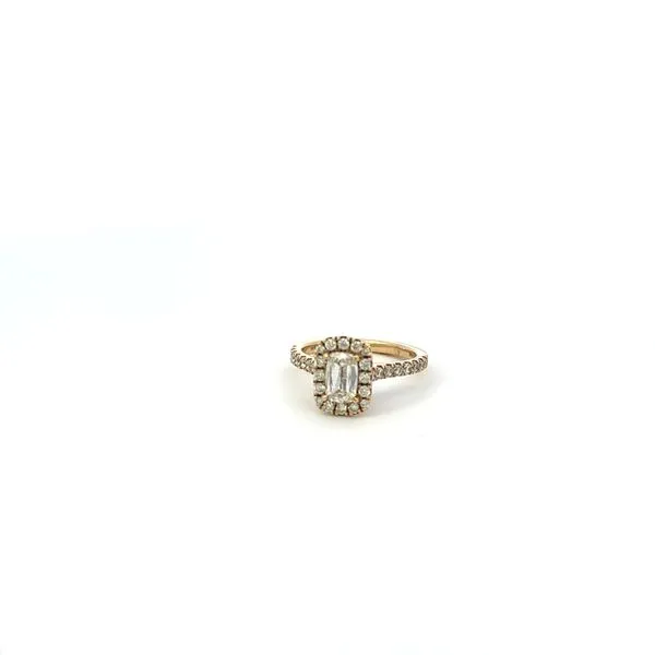 14KT YG Diamond Semi-Mount Engagement Ring With One Center Cushion Diamond Round Diamonds In A Halo Setting 0.58ctw Steve Lennon & Co Jewelers  New Hartford, NY