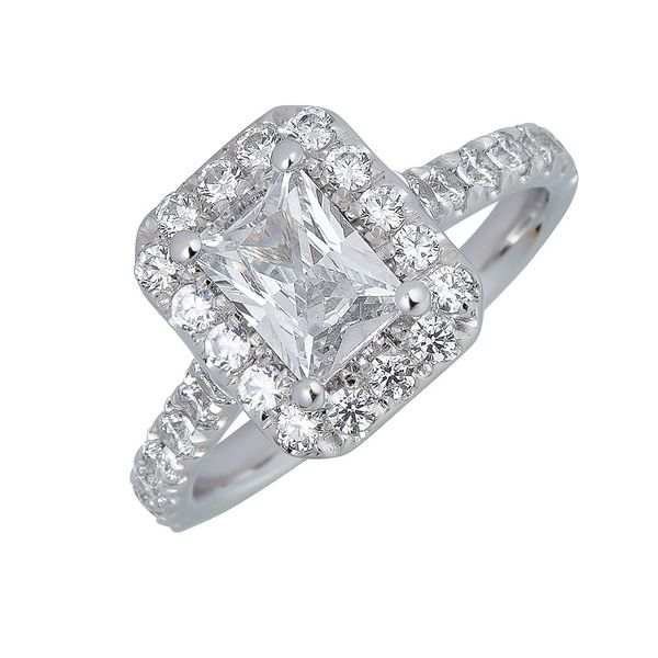 S. Lennon Bridal Collection -Halo Engagement Ring 18KT WG 1.75ctw EM CTR Steve Lennon & Co Jewelers  New Hartford, NY