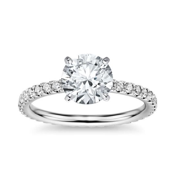 14KT WG Diamond Engagement Ring w/ Round Center Stone .74CT  w/ a 3/4 Diamond Band .46TCW S. Lennon & Co Jewelers New Hartford, NY