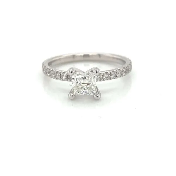 14KT WG Diamond Engagement Ring w/ Princess Center Stone .76CT  w/ a 3/4 Diamond Band .43TCW Steve Lennon & Co Jewelers  New Hartford, NY