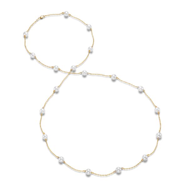 MP 18K Yellow Gold Pearl Necklace Image 2 Steve Lennon & Co Jewelers  New Hartford, NY