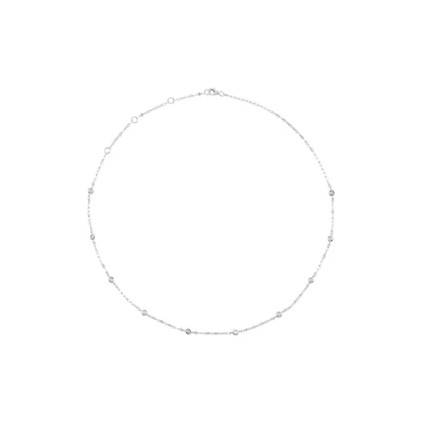 14K White Gold Diamond Station Necklace Steve Lennon & Co Jewelers  New Hartford, NY
