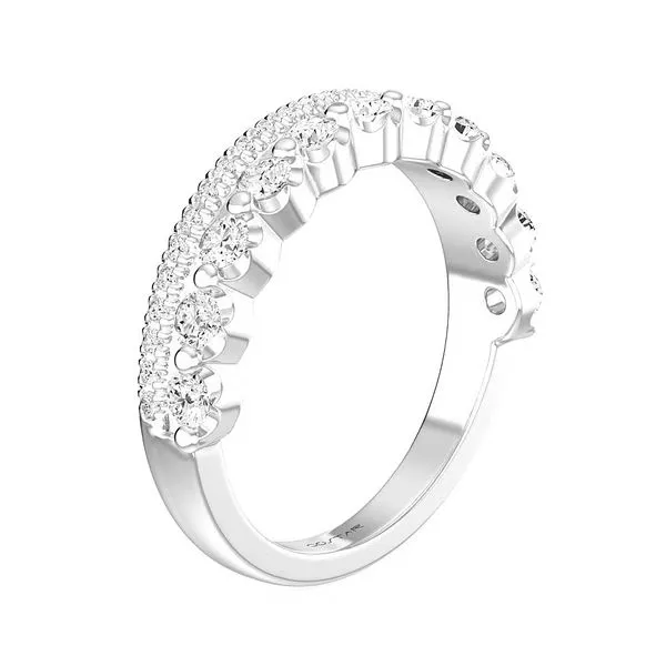 14KT WG 2 Row Diamond  Wedding Band w/ 27 Round Diamonds on the top and 11 Diamonds on the bottom .68TCW Image 2 Steve Lennon & Co Jewelers  New Hartford, NY