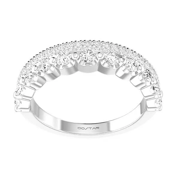 14KT WG 2 Row Diamond  Wedding Band w/ 27 Round Diamonds on the top and 11 Diamonds on the bottom .68TCW Steve Lennon & Co Jewelers  New Hartford, NY