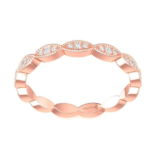 14KT RG .15TCW 24 Stone Diamond Wedding Band With Three Diamonds In A  Marquise Bezeled Setting Steve Lennon & Co Jewelers  New Hartford, NY