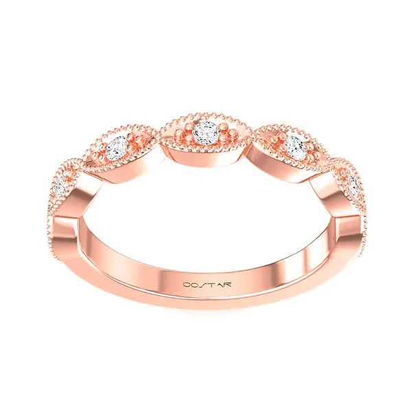 14KT RG .15TCW 7 Bezeled Round Stone Diamond Wedding Band Steve Lennon & Co Jewelers  New Hartford, NY