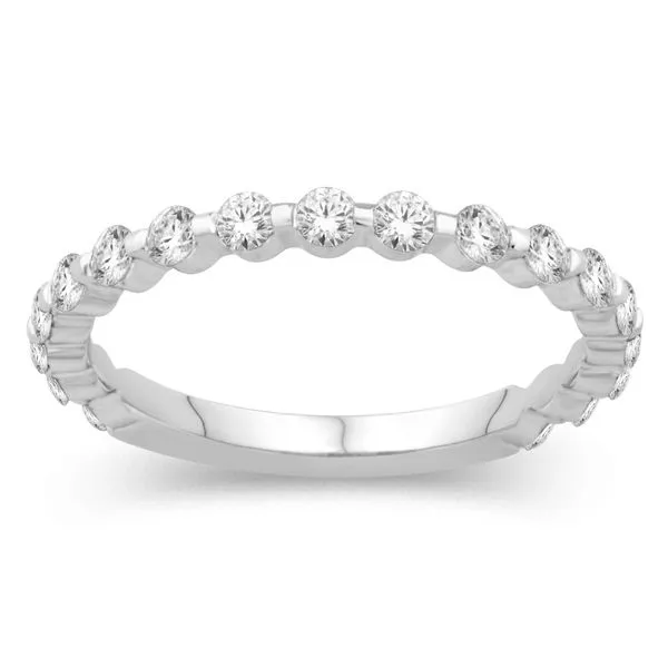 S. Lennon & Co. Signature Bridal Collection 14KT WG .72TCW 17 Round Stone Single Prong Diamond 3/4 Wedding Band Steve Lennon & Co Jewelers  New Hartford, NY