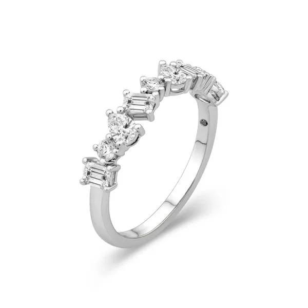 S. Lennon & Co. Signature Bridal Collection 14KT WG .72TCW 9 Stone Alternating Round Diamonds, Emerald Diamonds & Pear Shape Dia Steve Lennon & Co Jewelers  New Hartford, NY
