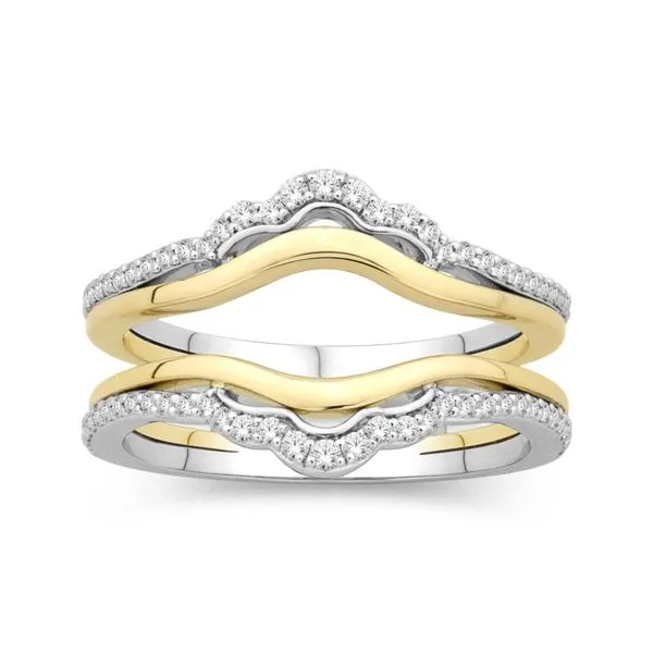 14KT WG/YG  Mixed Metal Double Curved Diamond Insert Band with Diamonds on the WG .29tcw Steve Lennon & Co Jewelers  New Hartford, NY
