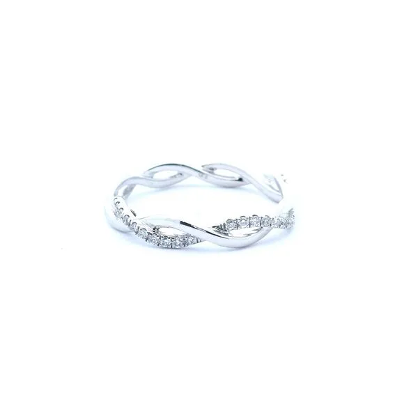 14 Karat White Diamond Stackable Twist Wedding Band With 23=0.12Tw Round Diamonds size 6 Steve Lennon & Co Jewelers  New Hartford, NY