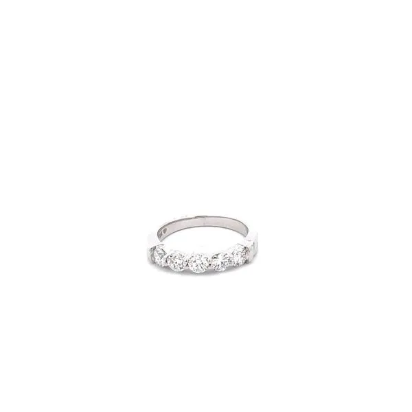 S. Lennon Classics 18K WG 5 Stone Round Diamond Halfway Band .97TCW Steve Lennon & Co Jewelers  New Hartford, NY