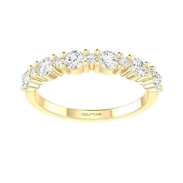14 KT YG Alternating Diamond Wedding Band With 6 Large Round Diamonds And 5 Small Round Diamonds .50TCW Steve Lennon & Co Jewelers  New Hartford, NY