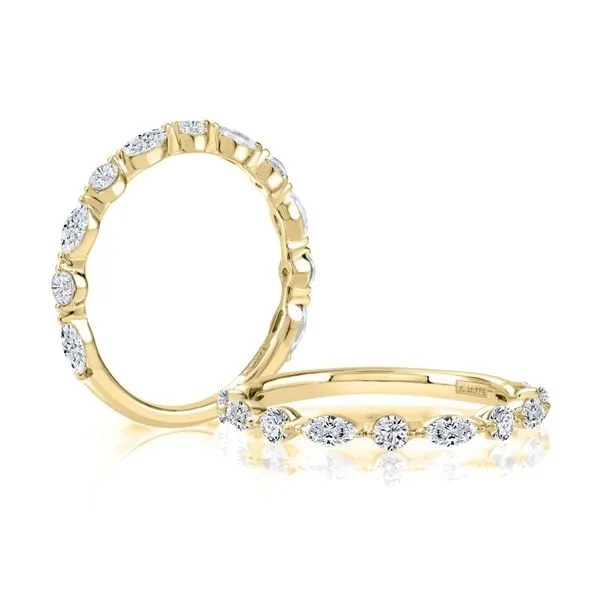 A. Jaffe 14K Yellow Gold Diamond Wedding Band with 6 Marquis and 5 Round Diamonds Alternating .67tcw Steve Lennon & Co Jewelers  New Hartford, NY