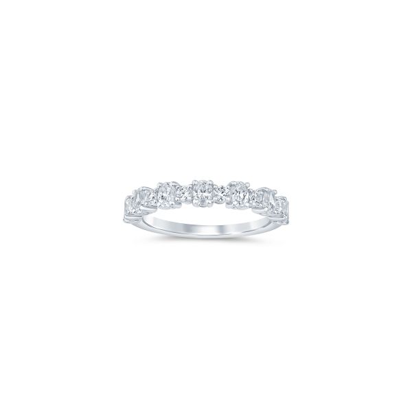 S. Lennon Bridal Eternal Love Collection 14K White Gold Wedding Band with Alternating Round and Oval Diamonds 1.00CTW S. Lennon & Co Jewelers New Hartford, NY