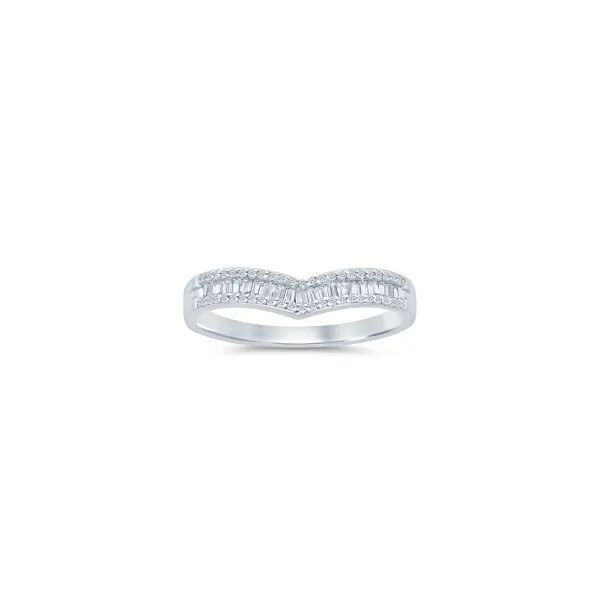 S. Lennon Bridal Eternal Love Collection 14K White Gold Chevron Wedding Band with Baguette and Round Diamonds in a Pave Setting  Steve Lennon & Co Jewelers  New Hartford, NY
