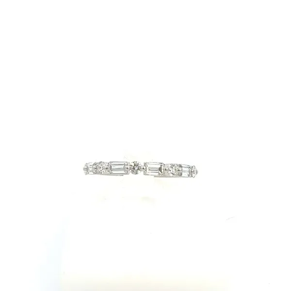 14KT WG .75TCW Alternating Diamond Wedding Band 5 Rounds and 4 Baguettes Steve Lennon & Co Jewelers  New Hartford, NY