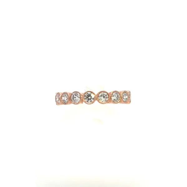 14KT Rose Gold 9 Round Stone Bezel Set Diamond Wedding Band .75TCW Steve Lennon & Co Jewelers  New Hartford, NY