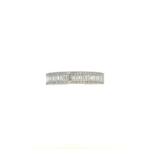 14K White Gold Baguette And Round Stone Engagement Ring With A Row Of Channel Set Baguettes And One Row Of Round Stones Above And Below .65TCW Steve Lennon & Co Jewelers  New Hartford, NY