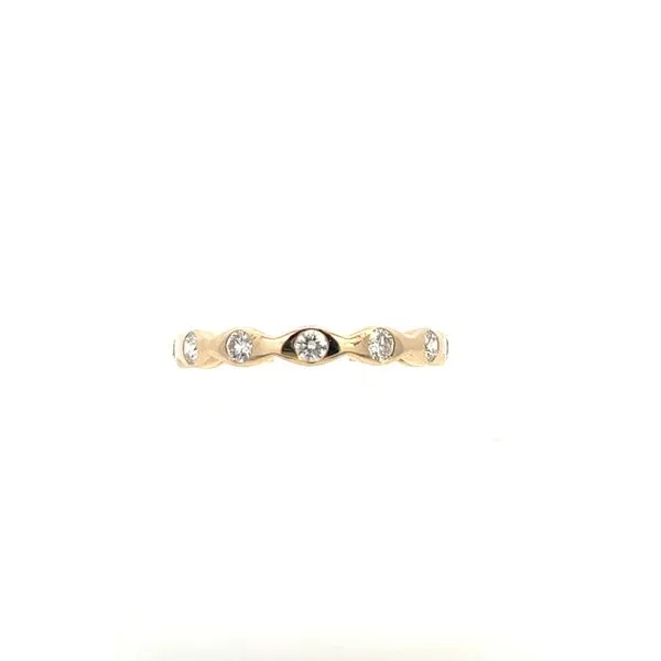 14K Yellow Gold Wavy Textured 11 Round Stone Diamond Wedding Band .50TCW Steve Lennon & Co Jewelers  New Hartford, NY