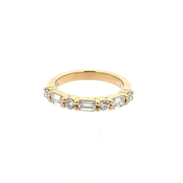 14K Yellow Gold Alternating 4 Round/3 Baguette Stone Diamond Wedding Band Steve Lennon & Co Jewelers  New Hartford, NY