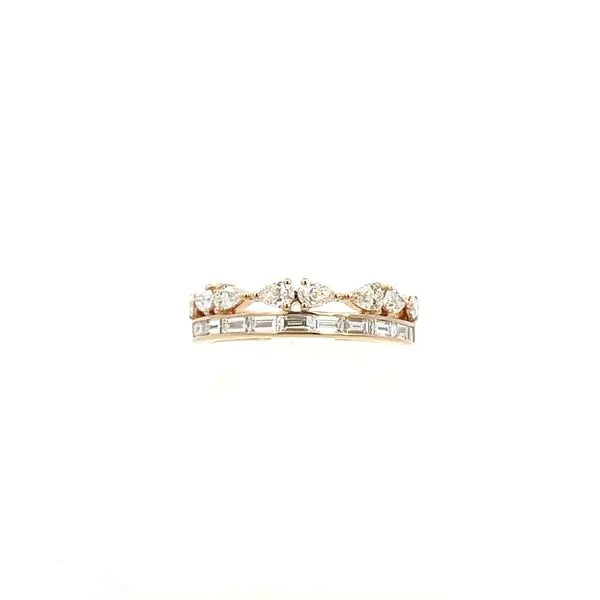 14K Yellow Gold Double Band One With Channel Set Baguettes And One With Alternating Position Pears Diamond Wedding Band .90TCW Steve Lennon & Co Jewelers  New Hartford, NY