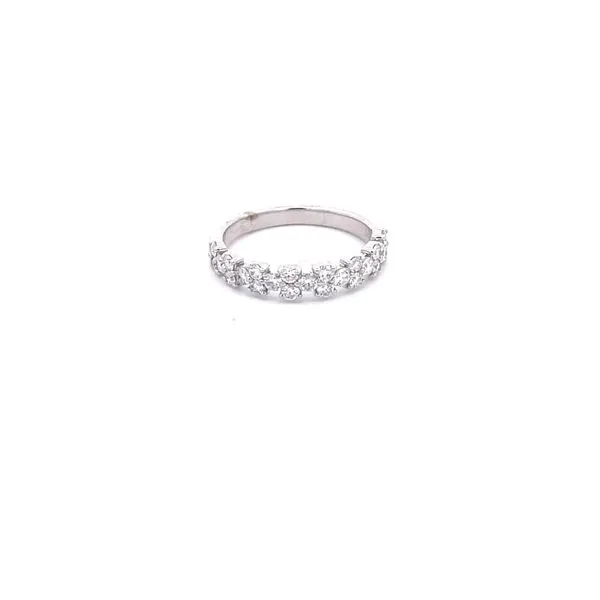 14KT WG Diamond Wedding Band with Alternating Patterns of a Single Round Diamond and Then 2 Rounds Diamonds Stacked Upon Each Other TCW .75 Steve Lennon & Co Jewelers  New Hartford, NY